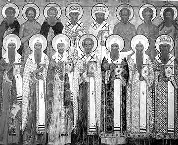 Избранные святые. Икона XVII в. Ростов